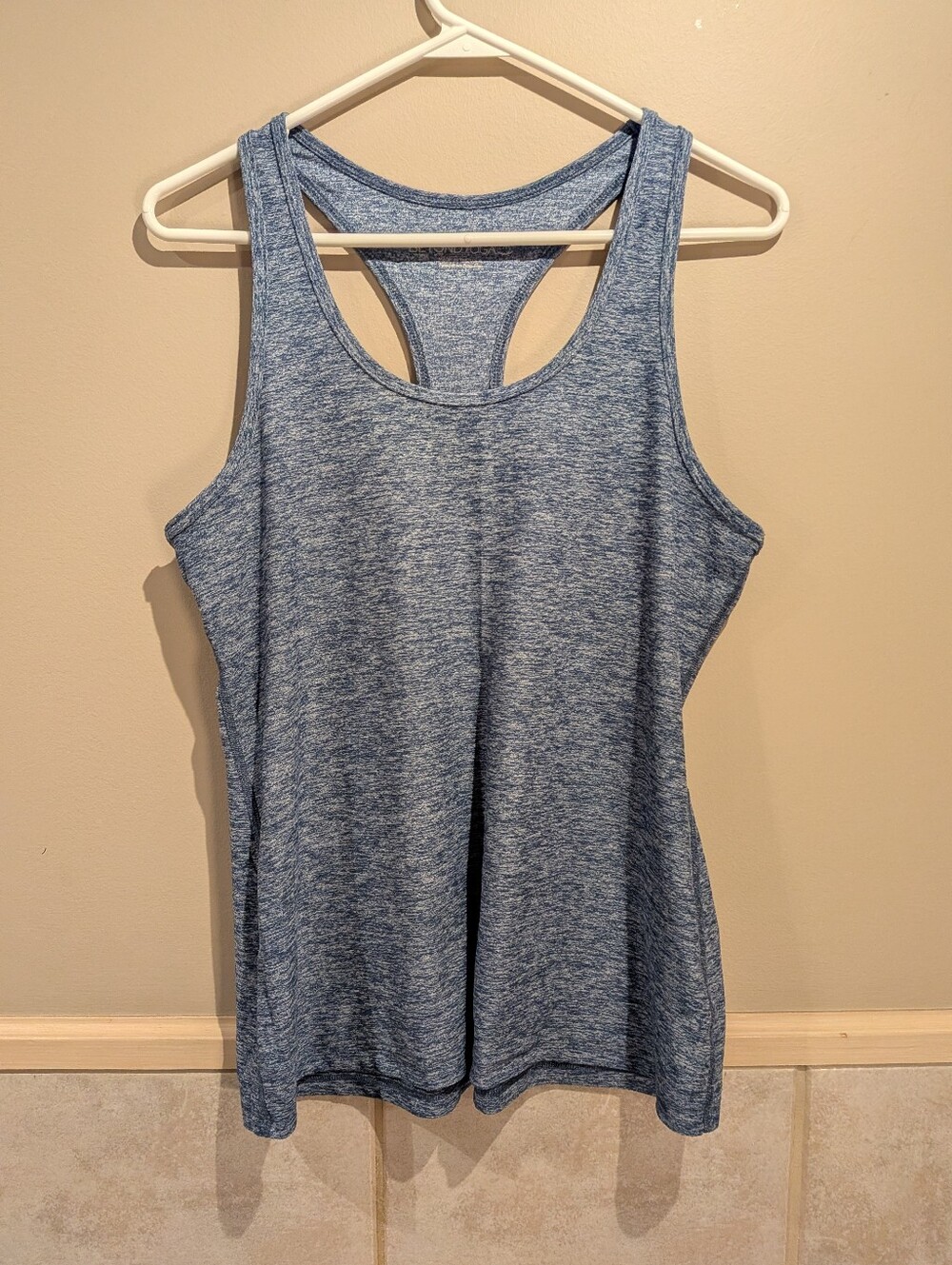 Beyond Yoga, Spacedye Racerback Tank, Light Blue Heather, Size L